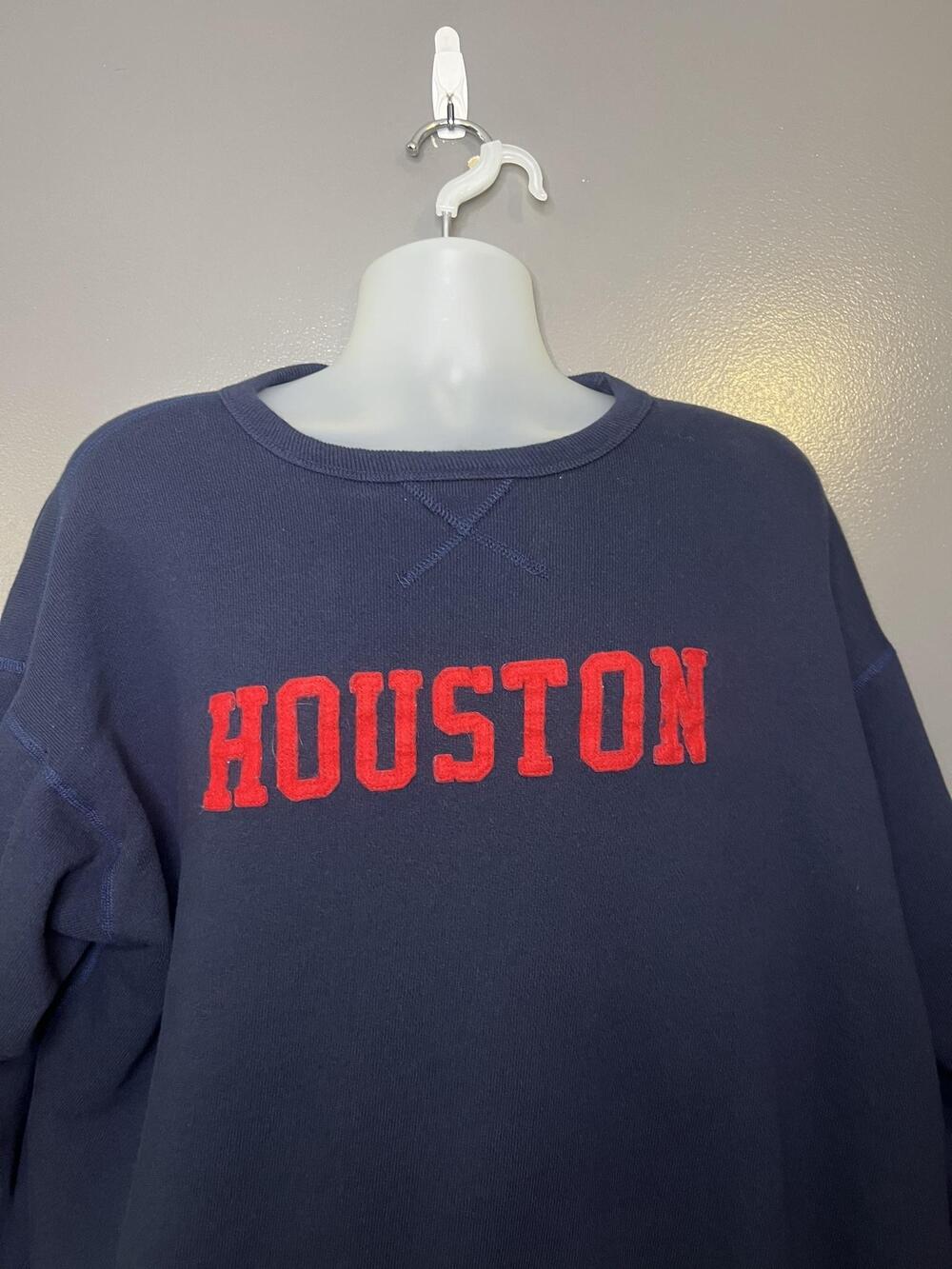 Ebbets Field Flannels Sweatshirt Mens 2XL Blue Houston Graphic USA Made Pullover